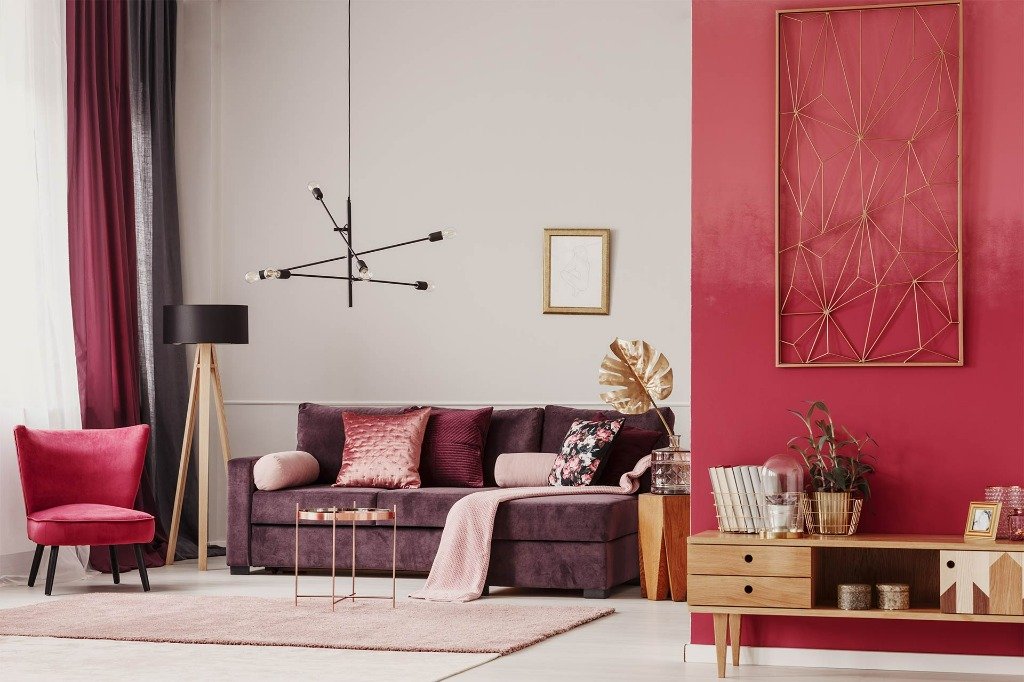 Crimson & Velvet Living Room Colour Inspiration